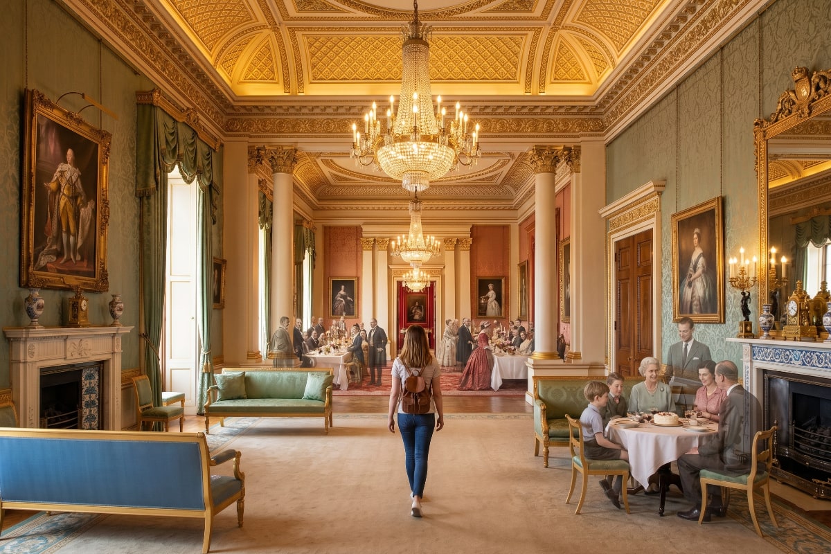 Buckingham Palace beautifully lit at dusk